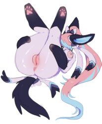 anthro anus ass breasts eeveelution female fur furry furry_only genitals hair hi_res mammal naked nintendo nipples nude pawpads paws pokémon_(species) pokemon pokemon_(species) ponytail pukemilked pussy ribbons solo sylveon tail video_games