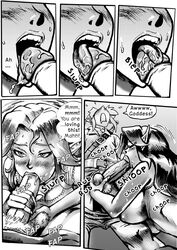 ball_fondling balls breasts comic comic_page english_text fellatio hylian large_breasts large_penis licking_penis link link_(ocarina_of_time) malon ocarina_of_time penis pointy_ears saikyo3b straight tagme the_legend_of_zelda tongue