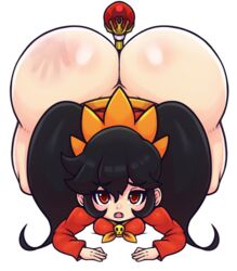 1girls ashley_(warioware) ass ass_up big_ass black_hair bottom_heavy breasts eye_contact fat_ass female handprint huge_ass large_ass looking_at_viewer mario_(series) massive_ass matospectoru medium_breasts red_eyes shortstack smaller_female spank_marks thick_ass thick_thighs thighs top-down_bottom-up twintails wario_(series) warioware white_background