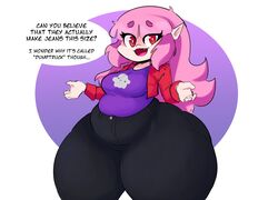 1girls ass big_ass big_thighs bottom_heavy elise_(mysterydad) fat_ass female female_focus female_only fully_clothed huge_ass huge_thighs jeans massive_ass mysterydad oerba_yun_fang pink_hair pointy_ears red_eyes round_ass shortstack solo thick_ass thick_thighs thighs tight_clothing tight_pants