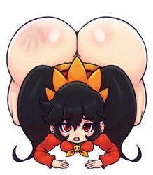 1girls ashley_(warioware) ass ass_up big_ass black_hair bottom_heavy breasts eye_contact fat_ass female handprint huge_ass large_ass looking_at_viewer mario_(series) massive_ass matospectoru medium_breasts red_eyes shortstack smaller_female spank_marks thick_ass thick_thighs thighs top-down_bottom-up twintails wario_(series) warioware white_background