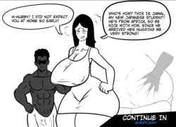 ass_grab bulge_through_clothing cheating clothing cuckold dark-skinned_male female huge_ass huge_breasts huge_cock hyper_penis imminent_sex larger_female lewdcraft looking_at_viewer looking_pleasured male mature_female muscular_male netorare ntr sexually_suggestive small_dom_big_sub veiny_penis venus_body voluptuous