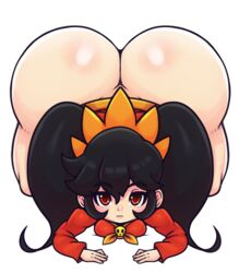 1girls ashley_(warioware) ass ass_up big_ass black_hair bottom_heavy breasts eye_contact fat_ass female huge_ass large_ass looking_at_viewer mario_(series) massive_ass matospectoru medium_breasts red_eyes shortstack smaller_female thick_ass thick_thighs thighs top-down_bottom-up twintails wario_(series) warioware white_background