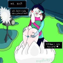 2boys anthro big_ass camera deltarune femboy furry gay groping_ass kris_(deltarune) precum ralsei squidbot tail tail_wagging thick_thighs thigh_sex undertale_(series)