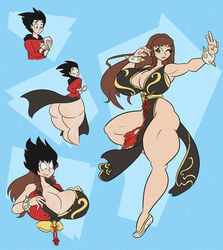 ass ass_expansion ass_focus breast_expansion character_transformation chun-li chun-li_(battle_ouffit_sfv) da-fuze female gender_transformation hair_growth huge_ass huge_breasts huge_thighs identity_death large_breasts mtf_transformation muscular_female muscular_thighs possession street_fighter thick_thighs transformation transformation_sequence