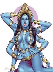 1girls 6_arms blue_female blue_skin breasts female goddess hindu_mythology kali mythology