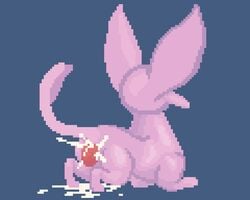 2021 anal anal_sex animated autopenetration bodily_fluids cum cum_in_ass cum_in_own_ass cum_in_self cum_inside cum_on_ground digital_media_(artwork) eeveelution ejaculation espeon feral genital_fluids genitals gif iltedaliu long_tail male masturbation nintendo penetration penis pink_body pink_tail pixel_art pokémon_(species) pokemon quadruped red_penis solo video_games