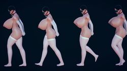 3d 4girls animated arms_behind_back big_breasts blindfold cow_bell females_only gag gigantic_breasts honey_select_2 huge_breasts no_sound video walking