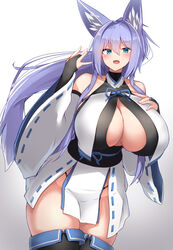 1girls blue_hair cleavage_cutout female huge_breasts indigo_(tylwing) looking_at_viewer solo tagme tylwing