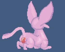 2021 anal animated autopenetration digital_media_(artwork) eeveelution espeon feral genitals gif iltedaliu long_tail male masturbation nintendo penetration penis pink_body pink_tail pixel_art pokémon_(species) pokemon quadruped red_penis solo video_games