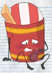 battle_for_dream_island bfdi bfdia blush blush_lines fries_(bfdi) male male_only object_shows sitting solo_male sweat tagme