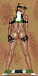 2d anus ass blonde_hair closed_eyes dat_ass earrings edithemad female female_only gloves human mortal_kombat mortal_kombat_3 ponytail pussy solo sonya_blade spreading tied_hair vagina