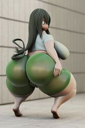 1girls 3d ass bbw blender bubble_butt cghonk fat female female_only huge_ass my_hero_academia overweight overweight_female solo thick_thighs tsuyu_asui wide_hips