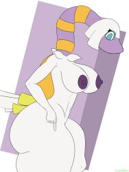 absurd_res anthro areola ass big_breasts big_butt breasts cuespatra espathra female hi_res mouthless multicolored_body nintendo nipples pokémon_(species) pokemon purple_nipples solo thick_thighs unregistereduser