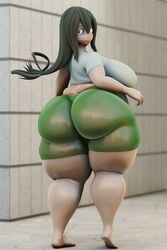 1girls 3d ass bbw blender bubble_butt cghonk fat female female_only huge_ass my_hero_academia overweight overweight_female solo thick_thighs tsuyu_asui wide_hips