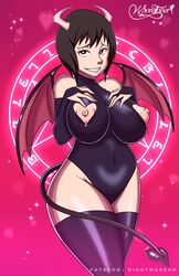 1girls absurd_res areolae big_breasts breasts demon demon_wings eye_contact female grabbing_own_breast halloween high_resolution horns huge_breasts large_breasts leotard looking_at_viewer naruto naruto_(series) nightmare_hdraw nipples shizune short_hair succubus thick_thighs thighs wide_hips