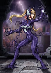 1girls corruption dead_or_alive female female_only goo goo_transformation huge_breasts large_ass light-skinned_female light_skin marie_rose marvel mid-transformation possession re-maker she-venom solo symbiote takeover transformation venom_(marvel)