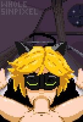 adrien_agreste animated blonde_hair cat_ears cat_noir cat_tail deepthroat fellatio futanari gay male marinette_cheng marinette_dupain-cheng miraculous_ladybug oral pixel_art pov tagme wholesinpixel