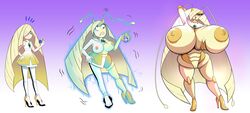 anthro ass_expansion breast_expansion breasts eddaslime female heeled_feet huge_ass huge_breasts human_to_anthro insect_girl insects lusamine_(pokemon) lusamine_the_pheromosa nipples pheromosa pokemon pokemon_(species) pokemon_sm prinnydood species_transformation transformation transformation_sequence