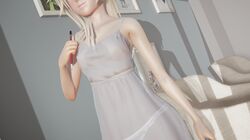 3d disney female honey_select human kingdom_hearts namine nobody_(kingdom_hearts) panties pencil roseza see-through see-through_clothing square_enix white_dress