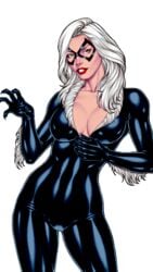 black_cat_(marvel) bodysuit carlos_braga claws color colored costume drawingthings12 edit felicia_hardy female female_focus female_only fur green_eyes leather leather_clothing leather_gloves looking_at_viewer marvel marvel_comics mask masked masked_female recolor red_lipstick skin_tight spider-man_(series) white_fur white_hair