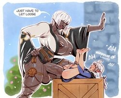 1boy 1futa alphinaud_leveilleur areolae balls balls_under_clothes big_balls big_breasts big_penis blue_eyes bottomless_skirt breasts bylgbryda caption cum cumshot dark-skinned_futanari dickgirl ejaculation elezen erect_nipples erection erection_under_clothes erection_under_skirt exhibitionism final_fantasy final_fantasy_xiv futa_on_male futanari hands-free handsfree_ejaculation huge_balls huge_breasts huge_cock huge_testicles large_balls large_breasts large_insertion large_testicles larger_futanari male nipples orgasm_from_anal penis penis_out penis_size_difference penis_under_clothes penis_under_skirt pierced_nipples piercing pointy_ears public public_exposure public_nudity public_sex public_use roegadyn sand sensualstroke septum_piercing size_comparison size_difference skirt skirt_lift uncut white_hair