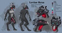 absurd_res akilae06 alien angry anthro balls curious feather_hair feathers genitals halo halo_(series) hi_res kig-yar levine_rexa male microsoft model_sheet penis pleased pseudo_hair scalie scar solo t'vaoan video_games xbox_game_studios