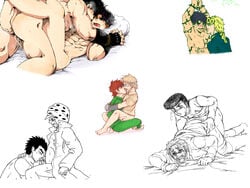 2013 anal battle_tendency covered_eyes diamond_is_unbreakable father_and_son gay giorno_giovanna grandfather_and_grandson incest jijimago jojo's_bizarre_adventure jonathan_joestar joseph_joestar josuke_higashikata jotaro_kujo kichirouji kissing magojiji male male/male male_only male_penetrated multiple_images multiple_males noriaki_kakyoin old_joseph old_man older_male pecs pectorals phantom_blood simple_background stardust_crusaders vento_aureo white_background yaoiismy