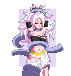 android_21 bondage breasts damaged_clothes dragon_ball dragon_ball_fighterz dragon_ball_z majin_android_21 reciodb tentacle tentacles_around_arms tentacles_around_legs tentacles_everywhere