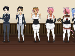 animal_ears apron ass_expansion blackification breast_expansion catgirl cleavage cleavage_cutout dark-skinned_female ebonization female gender_transformation kisekae large_ass large_breasts maid mtf_transformation mythicalcreaturebone pink_hair race_swap re:zero_kara_hajimeru_isekai_seikatsu rem_(re:zero) transformation transformation_sequence wide_hips