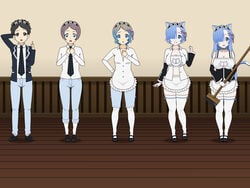 apron ass_expansion breast_expansion catgirl cleavage_cutout female gender_transformation kisekae large_ass large_breasts maid mtf_transformation mythicalcreaturebone re:zero_kara_hajimeru_isekai_seikatsu rem_(re:zero) transformation transformation_sequence wide_hips