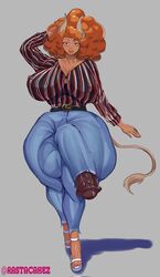 1futa afro alycia_(beefynerdd) animal_ears balls big_breasts big_bulge big_penis breasts bulge button-up button_gap clothed clothing cow_girl curly_hair curvy dark-skinned_female dark-skinned_futanari dark_skin futa_only futanari horns horse_penis horsecock horsecock_futanari hourglass_figure huge_ass huge_balls huge_breasts huge_cock huge_penis humanoid jeans looking_at_viewer mature_female mostly_clothed nipple_bulge orange_hair original penis penis_under_clothes rastacakez ripped_clothing ripped_pants solo source_request standing tight_clothing wide_hips