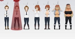 amazon ass_expansion breast_expansion bunny_ears corruption female gender_transformation identity_death kisekae mtf_transformation muscular_female mythicalcreaturebone tan transformation transformation_sequence