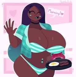 big_breasts breakfast busty marina_(splatoon) nintendo speech_bubble splatoon splatoon_2 thesketchyside