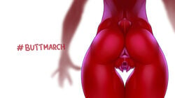 1girls alien_girl alien_pussy ass ass_focus buttmarch close-up female from_behind monster_girl monster_pussy nude petite pussy red_skin skimpy skinny slender_waist tailbox thigh_gap white_background