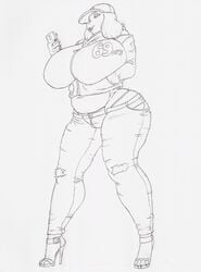 69_(number) anthro big_ass big_breasts big_butt breasts busty cap caprine clothed clothing female female_only goat high_heels jacket jeans krocialblack large_breasts mammal milf monochrome phone slightly_chubby solo_focus standing thick_ass thick_thighs thong thong_panties toriel undertale undertale_(series)