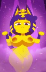 animal_crossing ankha ankha_ride_(minus8) big_breasts breasts feline female fur nintendo senpailove sparkle thick_thighs video_games wide_hips