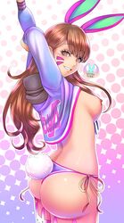 ass breasts brown_hair bunny_tail cute d.va moonbunny nipples overwatch solo_female