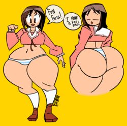 action-coaster_(artist) aged_up azumanga_daiou big_ass bottom_heavy bubble_butt clothing curvy huge_ass huge_butt huge_thighs osaka_ayumu_kasuga panties pantsless presenting_ass school_uniform schoolgirl shimapan showing_off smile solo striped_panties thick_ass thick_thighs tight_clothing voluptuous wide_hips