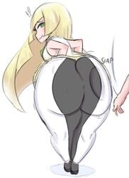 1girls 2girls ass big_ass big_butt blonde_hair doodle fat_ass female green_eyes huge_ass large_ass lillie_(pokemon) long_hair looking_back lusamine_(pokemon) mature_female milf mother_and_daughter neroartz nintendo pokemon pokemon_sm spanking thick_ass thick_thighs thighs tight_clothing yuri