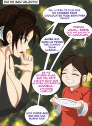 big_breasts chun-li female female_focus female_only huge_breasts jonlaosl li-fen milf mother mother_and_daughter spanish_text street_fighter text