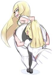 2girls ass big_ass big_butt blonde_hair doodle face_on_ass fat_ass female female_only green_eyes incest large_ass lillie_(pokemon) long_hair looking_back lusamine_(pokemon) mature_female milf mother_and_daughter neroartz nintendo pokemon pokemon_sm ponytail skirt smell sniffing thick_ass thick_thighs thighs tight_clothing yuri