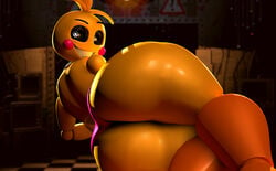 1boy 3d 3d_(artwork) 3d_model ass bedroom_eyes big_ass bottom_heavy bottomless butt_crack c4d_max female five_nights_at_freddy's five_nights_at_freddy's_2 huge_ass huge_toy_chica lovetaste_chica nude smiling thick_ass thick_thighs toy_chica_(fnaf) toy_chica_(love_taste)