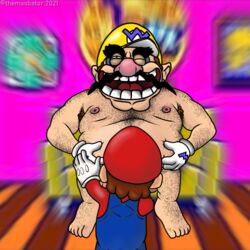 2boys blowjob fat fat_man gay hairy hairy_armpits hairy_arms hairy_chest hairy_legs hairy_male indoors male male_only mario mario_(series) multiple_boys nintendo nude older_male oral oral_sex overweight overweight_male size_difference sucking tagme themasbator wario wario_(series) wario_land