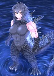 1girls 2019 abs bare_arms big_breasts breasts dendmy female gijinka godzilla godzilla_(series) kaiju kaiju_girl monsterverse muscular muscular_female rule_63 tagme tail