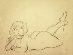 ass curvy cyarine drawing fanart female female letze long_hair naked pinup sketch voluptuous