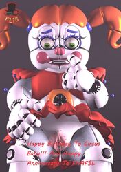 3d baby_(fnafsl) canon_appearance circus_baby circus_baby_(fnaf) circus_baby_(original) female five_nights_at_freddy's freddyleo full_color green_eyes red_hair solo solo_female tagme text