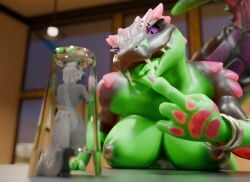 3d_(artwork) anthro armus asinus big_breasts breasts claws container cup digital_media_(artwork) donkey duo equid equine extreme_size_difference eyebrow_piercing eyelashes facial_piercing female fur gesture hair hand_gesture hi_res imminent_oral_vore imminent_vore in_container in_cup kroxigor kroxigor_(vulgarvictor) male mammal mouth_shot nipples nose_piercing nose_ring nude open-mouth_smile open_mouth piercing pink_eyes pointing pointing_at_mouth pointing_at_self reptile ring_piercing scales scalie sharp_teeth size_difference skarrfox skarrfox_(artist) smile tail teeth tongue tongue_out trapped vore