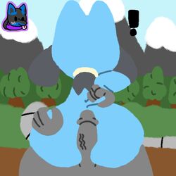 ! 1:1 ambiguous_gender anthro ass big_butt disembodied_hand duo hot_dogging male male/ambiguous nintendo plant pokémon_(species) pokemon riolu snowcario_(artist) video_games