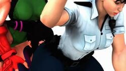 3d 3girls animated ass ass_worship assisted_oral cammy_white chun-li clothed_female cunnilingus_through_clothes face_on_ass female female_focus female_only juri_han kishi no_sound police police_officer police_uniform policewoman short_playtime shorter_than_30_seconds shorter_than_one_minute street_fighter street_fighter_v video